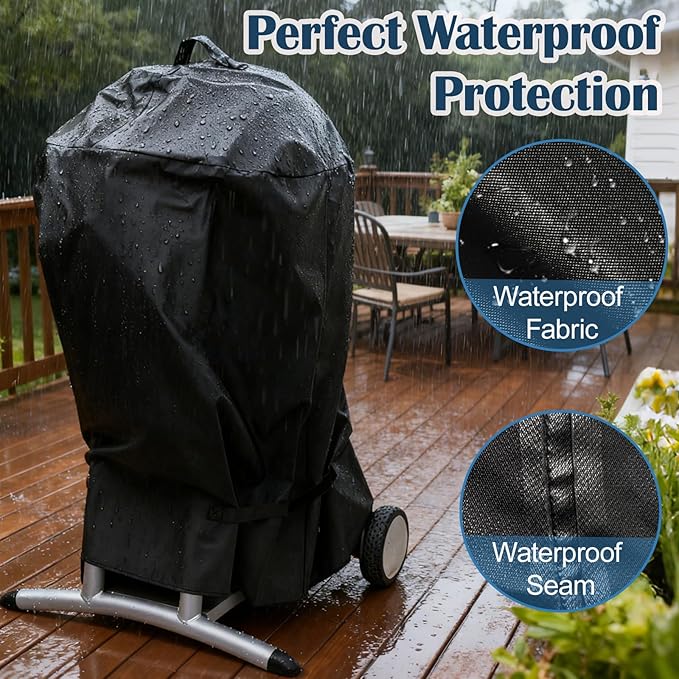 Cover for CHARBROIL Patio Bistro Without Side Shelves, 600D Waterpoorf Windproof All Weather Resistant Covers for Gas/Electric Patio Bistro with Handle & Straps, Replacement for CHARBROIL Grill Cover