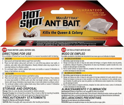 Hot Shot Ant Bait, Kills the Queen and Colony, Works for 6 months, Pack of 1, 8 Count