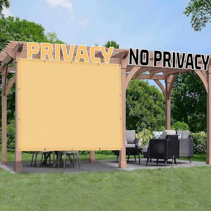 SUNNY GUARD Shade Cloth Custom Size 15x16 FT Sun Shade Screen Fabric Shade Cover Tarp with Grommets for Pergola Backyard Garden, Sand(We Customized)