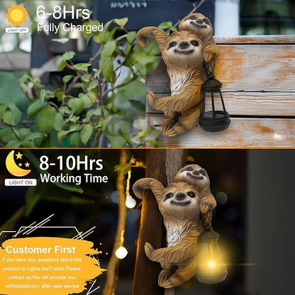 Adorable Sloth Hanging Garden Statue Outdoor Decorative Sculpture, Solar Light Outdoor Waterproof, Garden Decorations Home Patio Yard Outdoor, Relaxed Sloth Gifts for Mom