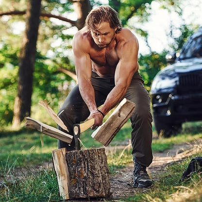 PRANDI German Hatchet 1.76lb - Hickory Handle 14.97in with Leather String - Ideal for Camping and Bushcraft - Made in Italy