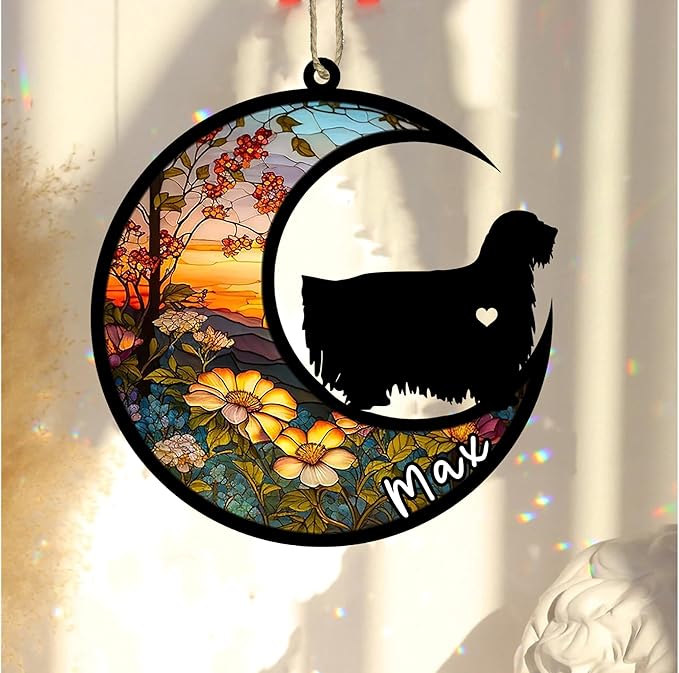Personalized Dog Memorial, Custom Name Komondor Dog Christmas Ornament with Name, Custom Breeds, Pet Loss Light Catcher, Gifts for Lovers Loss of Pet Sympathy on Mothers Day Christmas