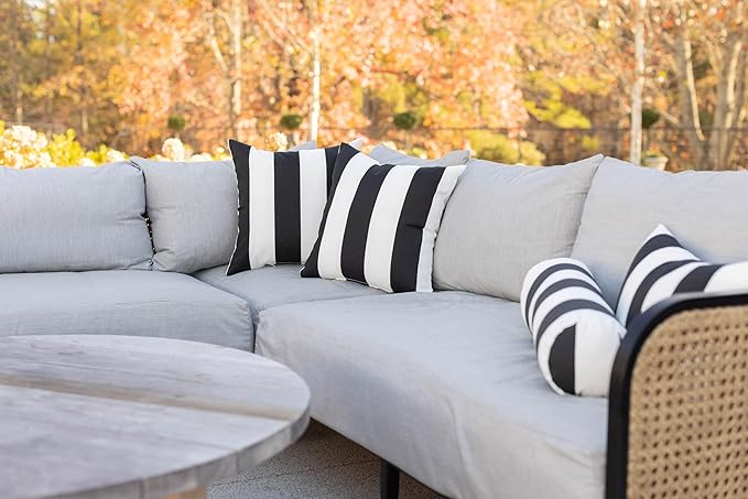 RSH DECOR: Sunbrella Pillow Covers Set of 2 | Covers Only - 20" x 12" | Outdoor Lumbar Pillow Covers Crafted with Sunbrella Performance Fabric | Brannon Whisper