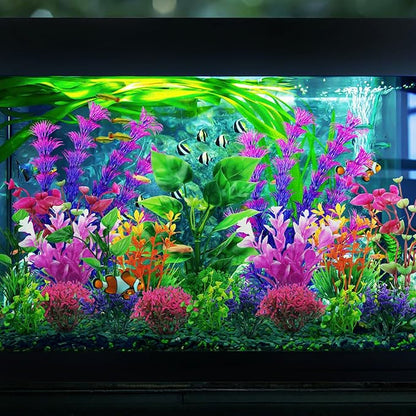 Aquarium Decorations Plants, 20pcs Aquarium Decor Plants, Colorful Fish Tank Accessories, Fish Tank Plants Plastic Decoration for Aquariums