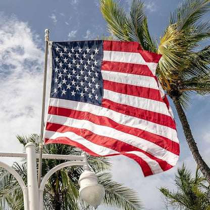 High Wind American Flag for Outdoor 5x8 Ft - Heavy Duty Allegiance US Flag with Embroidered Stars, Sewn Stripes & Brass Grommets All Weather Fade Resistant for Outside Use