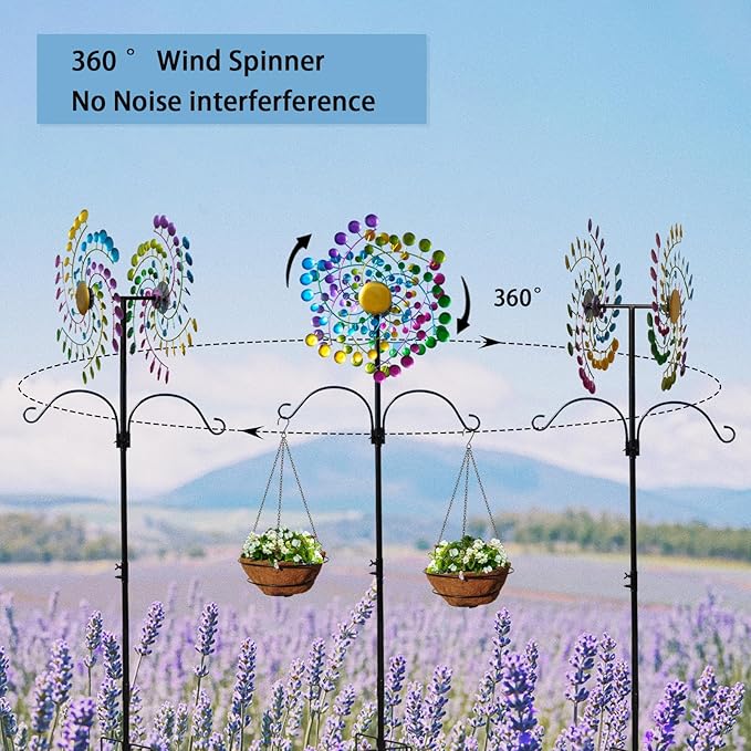 Wind Spinners Large Metal Outdoor Windmill Garden Spinner Yard Spinners Kinetic Lawn Art Patio Wind Spinners Garden Decor