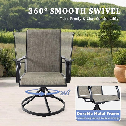 Outdoor Patio Swivel Dining Chairs Set of 6, All-Weather Swivel Rocker Chairs with Textilene High Back and Rust-Proof Metal Frame, Perfect for Patio, Lawn, Garden, or Backyard, Dark Brown
