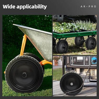 AR-PRO (4-Pack) 13" Flat Free Tire and Wheel - with 5/8" Axle Bore Hole, 2.17" Offset Hub - 13 lnch Solid Wheels Compatible with Garden wagon Cart,Hand Trucks,Utility Cart and Lawnmower Yard Trailers