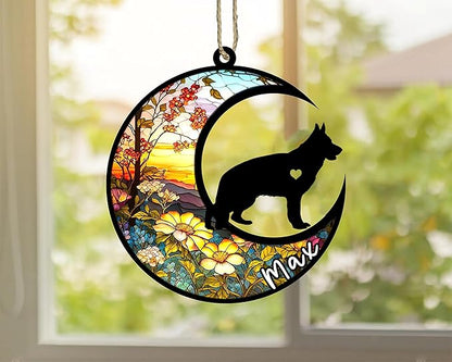 Personalized Dog Memorial, Custom Name German Shepherd Dog Christmas Ornament with Name, Custom Breeds, Pet Loss Light Catcher, Gifts for Lovers Loss of Pet Sympathy on Mothers Day Christmas