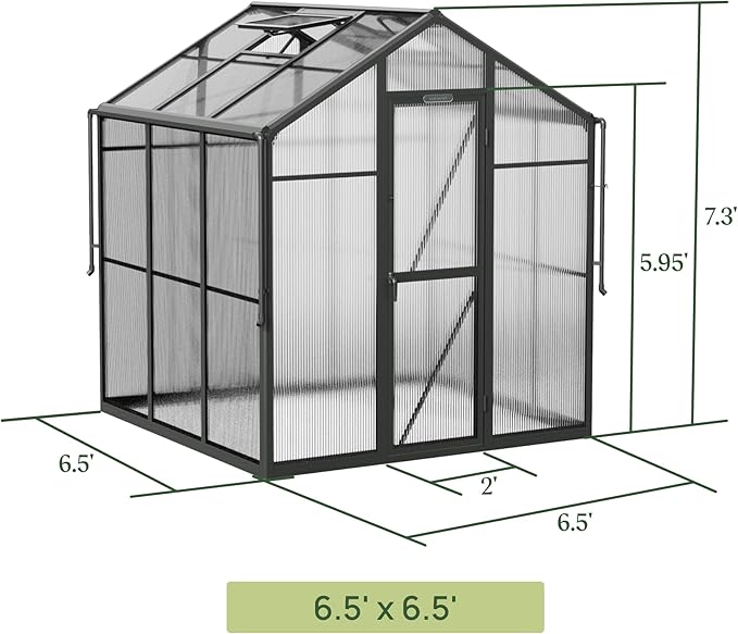 Vego Garden Junior Victorian Greenhouse 6.5 ft – Durable Aluminum Frame with Polycarbonate Panels – All-Season Greenhouse for Backyard or Patio