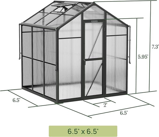 Vego Garden Junior Victorian Greenhouse 6.5 ft – Durable Aluminum Frame with Polycarbonate Panels – All-Season Greenhouse for Backyard or Patio
