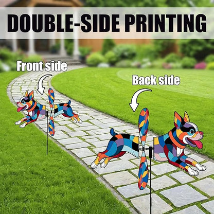 Boston Terrier Petite Spinner Outdoor, Boston Terrier Dog Wind Spinner for Yard and Garden