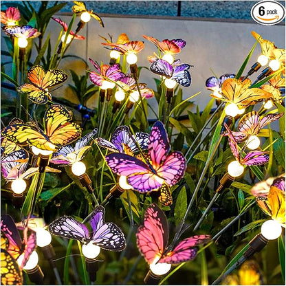 TONULAX Solar Garden Lights - Swaying Butterfly Light, Swaying in The Wind, Solar Outdoor Lights, Yard Patio Pathway Decoration, High Flexibility Iron Wire & Realistic Butterflies (6 Pack)