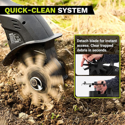 Cordless Electric Garden Tiller: DEKOPRO Power Cultivator for Effortless Soil Cultivation in Flower Beds, Vegetable Gardens, Lawns-Lightweight Lawn Yard Garden Tiller for Women & Seniors