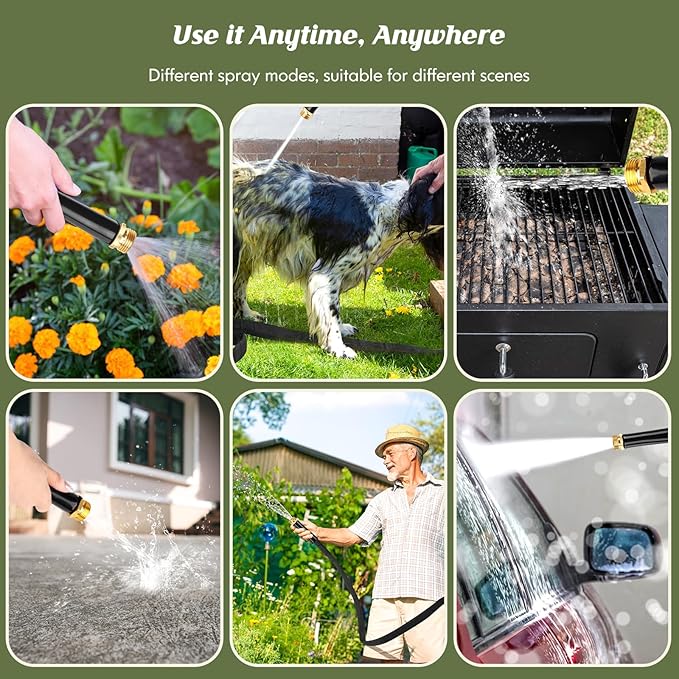 Non-Expanding Garden Hose 50FT, Lightweight & DurableWater Hose, No-Kink, Tough & Flexible Hose, Crush-Proof for Yard, Lawn, Outdoor, Car Wash, Marine and Camper