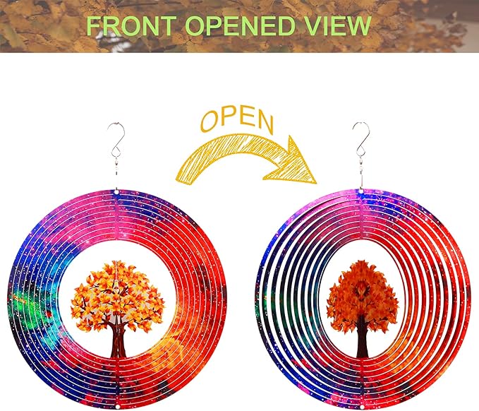 Spring Song Tree of Life 3D Kinetic Wind Spinner for Yard and Garden Stainless Steel Spinner Indoor and Outdoor Hanging Decor Crafts Ornaments Kinetic Art Spinner Hanging Wind Spinners Decor Gifts