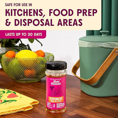 Aunt Fannie's FlyPunch Fruit Fly Trap for Indoor and Kitchen Use, Ready to Use, Made with Plant Based Ingredients, Safe Near Food, Each Bottle Lasts Up to 30 Days, Pack of 3