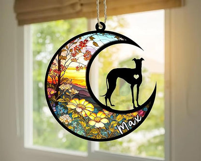 Personalized Dog Memorial, Custom Name Italian Greyhound Dog Christmas Ornament with Name, Custom Breeds, Pet Loss Light Catcher, Gifts for Lovers Loss of Pet Sympathy on Mothers Day Christmas