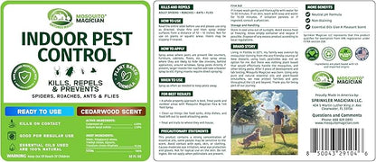 Mosquito Magician Indoor Pest Spray – Design for Indoor Use to Neutralize Spiders, Roaches, Ants & Flies with Plant-Sourced Essential Oils, Efficient Ready to Use Home Pest Spray – Cedarwood, 32 OZ