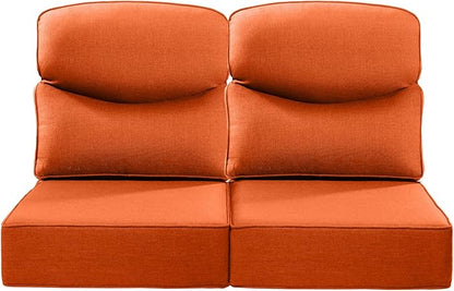 Luxury 24x24x6 Inch Smile Outdoor Seat Cushions Set of 2 - Superior Comfortable Water-Repellent Patio Chair Cushion for Porch Set Rattan Dining Swivel Chairs Loveseat Sectional Sofa - Orange