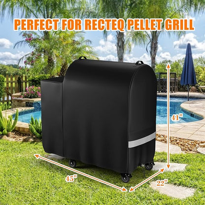 Hisencn Grill Cover for Recteq RT-590, Recteq Deck Boss 590 Wood Pellet Smoker Grill, Heavy Duty Waterproof Grill Cover with Reflective Strips, Moisture Proof Vents and Drawstring, Outdoor BBQ