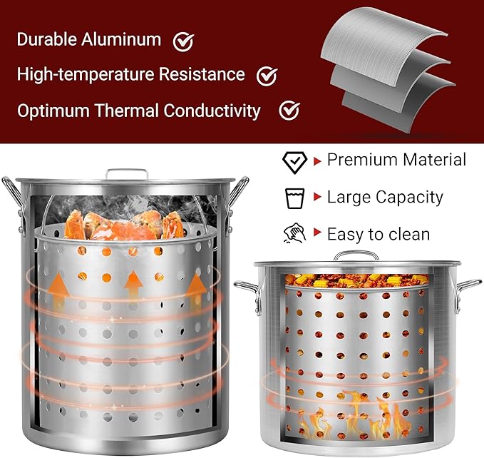 OT1601 Outdoor Fryer,Seafood Boil Kit, Featuring a Propane Burner, Propane Regulator, and a 60QT Pot with Basket, Built for Heavy-Duty Outdoor Use For Patio Garden