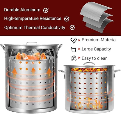 OT1601 Outdoor Fryer,Seafood Boil Kit, Featuring a Propane Burner, Propane Regulator, and a 60QT Pot with Basket, Built for Heavy-Duty Outdoor Use For Patio Garden