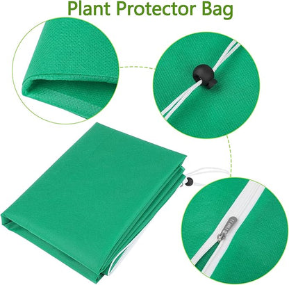 10 Pieces Plant Covers Freeze Protection Winter Plant Frost Cover with Drawstring and Zipper Large Plant Protector Bag for Frost Blankets Jacket for Outdoor Plant, Green, 23.6 x 31.5 Inch