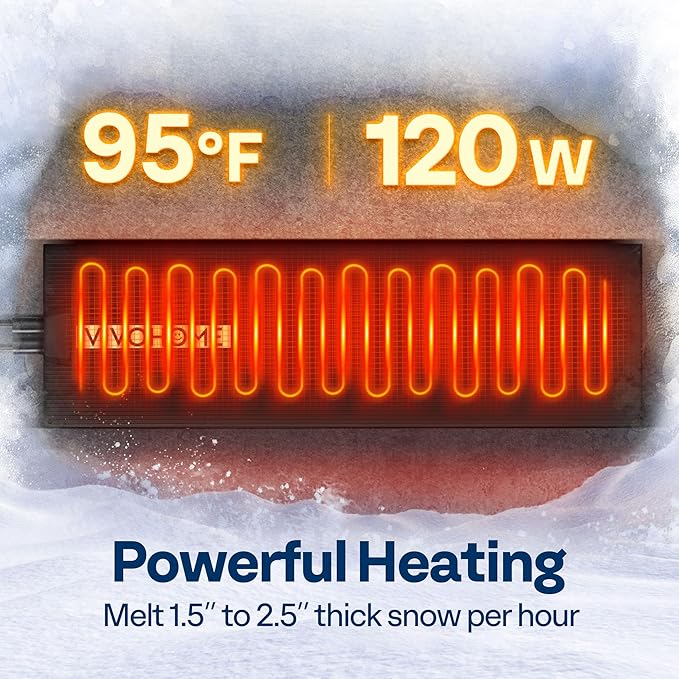 VIVOHOME 10" x 38" Snow Melting Mat with Grounding Wires, 0.35" Thickened SBR Rubber Heated Outdoor Mats, Heated Walkway Mats 1 Pack (Power Cord Not Included)