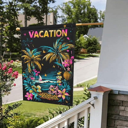 Vacation Garden Flag Vertical Double Sided Outdoor Yard Flags 12.5x18 Inch Burlap Banners for House Lawn