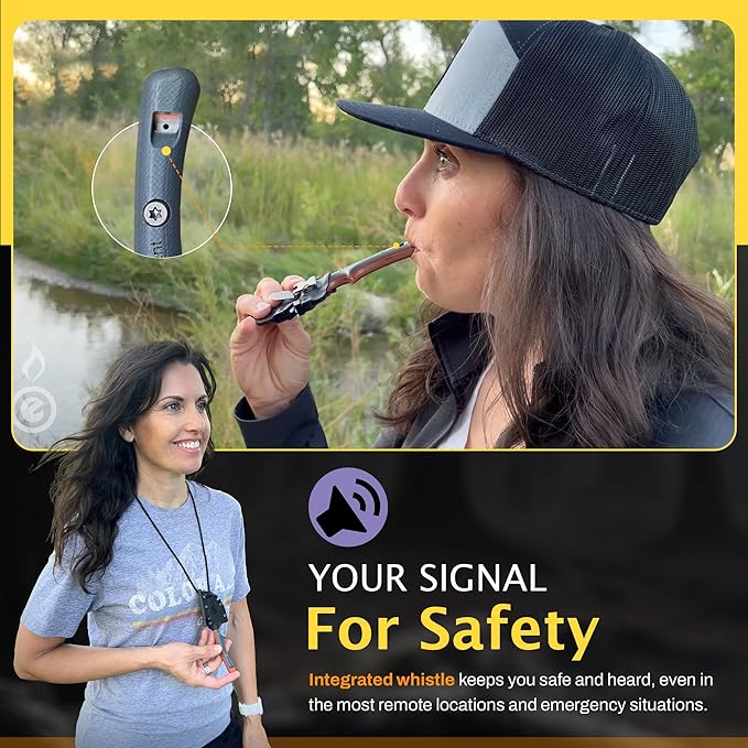 OUTDOOR ELEMENT Contour Feather Survival and Culinary Knives – VG10 Steel Fixed Blade with Fire Starter, Hex Driver, Knife Sharpener, Sheath & Built in Whistle - Built For Camping & Outdoor Adventure