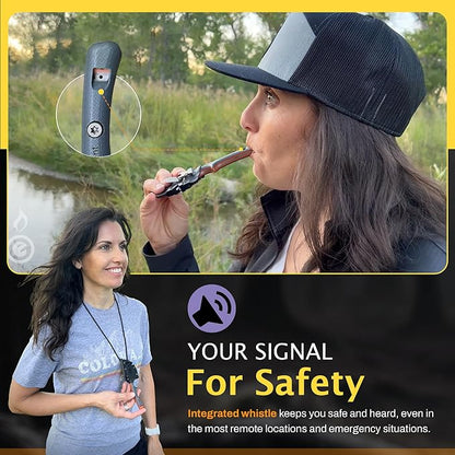 OUTDOOR ELEMENT Contour Feather Survival and Culinary Knives – VG10 Steel Fixed Blade with Fire Starter, Hex Driver, Knife Sharpener, Sheath & Built in Whistle - Built For Camping & Outdoor Adventure