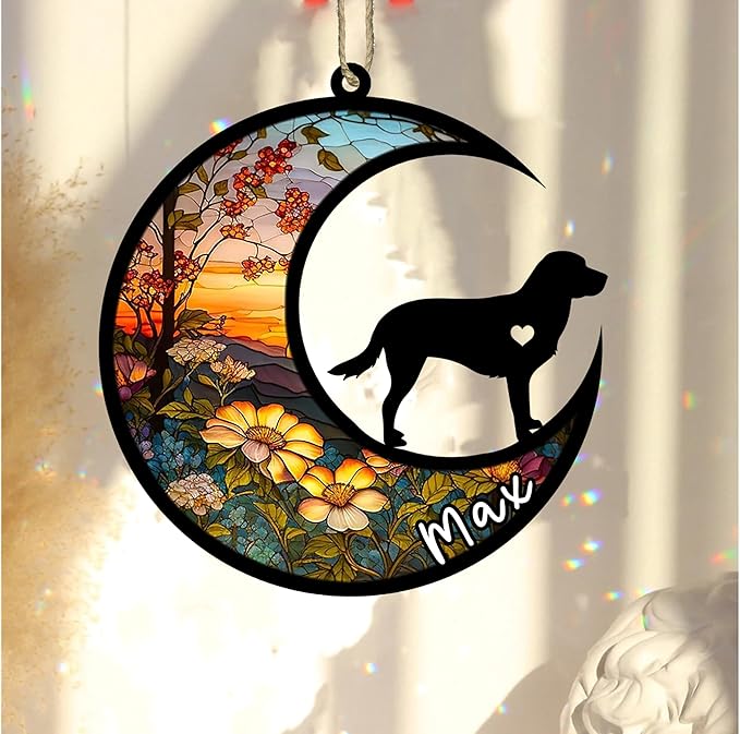 Personalized Dog Memorial, Custom Name Labrador Retriever Dog Christmas Ornament with Name, Custom Breeds, Pet Loss Light Catcher, Gifts for Lovers Loss of Pet Sympathy on Mothers Day Christmas