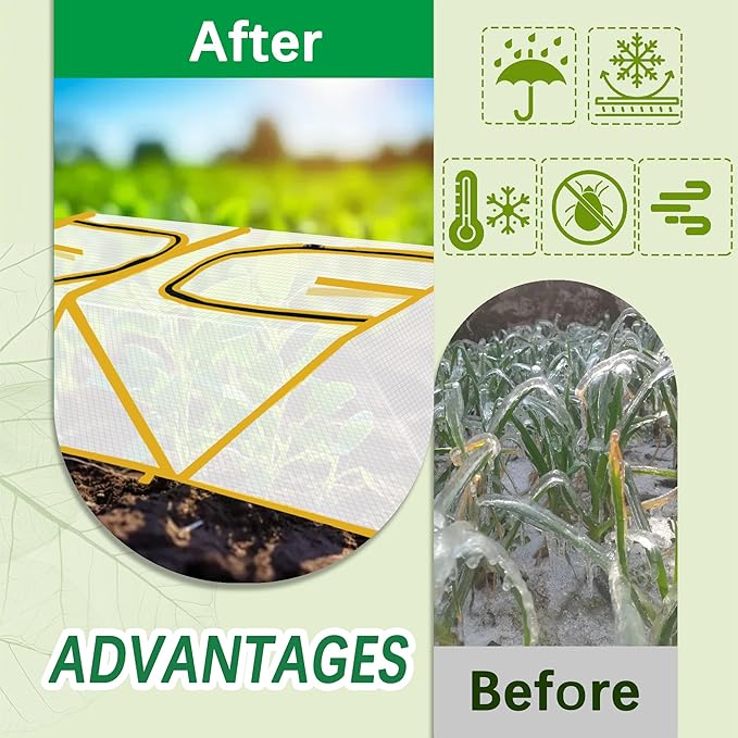47.2" *14.6" *13.4" Foldable Garden Accelerator Plants Cover Freeze Protection for Raised Bed, Mini Greenhouse Cover with Two Air Hole, Frost Cover for Plant Vegetable Seedling Protector