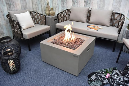 AMS Fireplace | Modeno | Ridgefield | Firepit Table | Cover and Lava Rocks Included | (Fuel; Natural Gas - Light Gray)