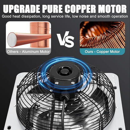 Criditpid 10 Inch Shutter Exhaust Fan with Speed Controller and Power Cord, 820 CFM 1650 RPM Wall Mounted Metal Exhaust Fan for Attic, Greenhouse, Garages, Barn, Workshop, Chicken Coop Ventilation