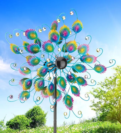 Regal Art & Gift Peacock Wind Spinner – Metal Yard Decorations Outdoor | Kinetic Garden Spinner for Lawn, Pathway, or Flower Bed | Weather-Resistant Outdoor Sculpture - 32 Inch