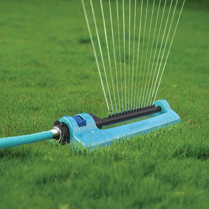 Aqua Joe SJI-OMS16 Indestructible Oscillating Sprinkler with Adjustable Spray and Metal Base, 3600 Sq. Ft. Coverage Max, 70-Foot Spray Distance Max, and 37.8-Foot Spray Width Max