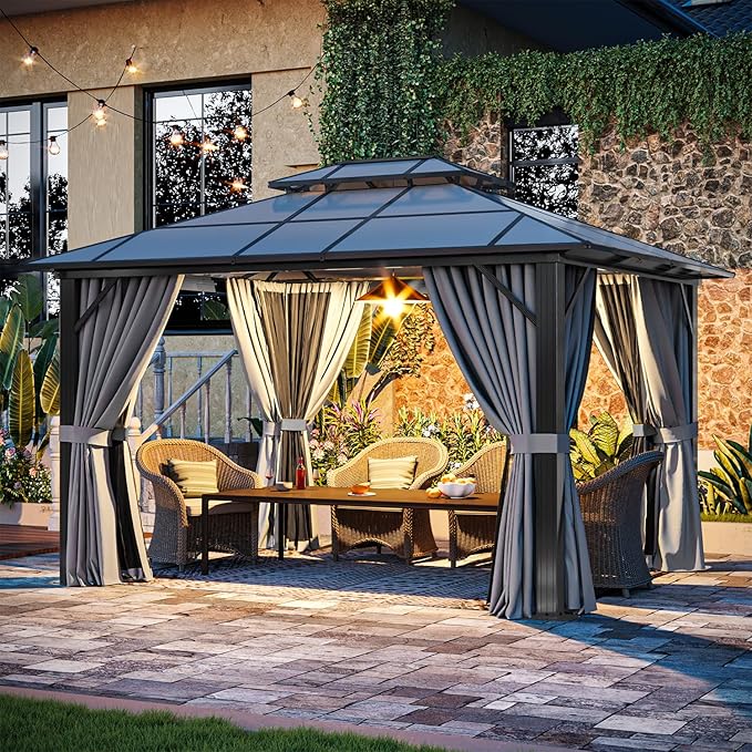 12 Ft. W X 10 Ft. D Aluminum Patio Hardtop Gazebo