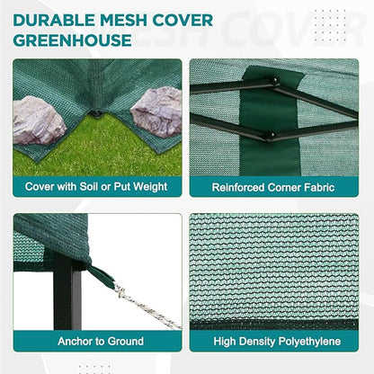 EAGLE PEAK 10x10 Walk in Shade Cloth Cover Greenhouse Instant Pop up Portable Gardening Green House with Mesh Cover, Roll up Doors, Green