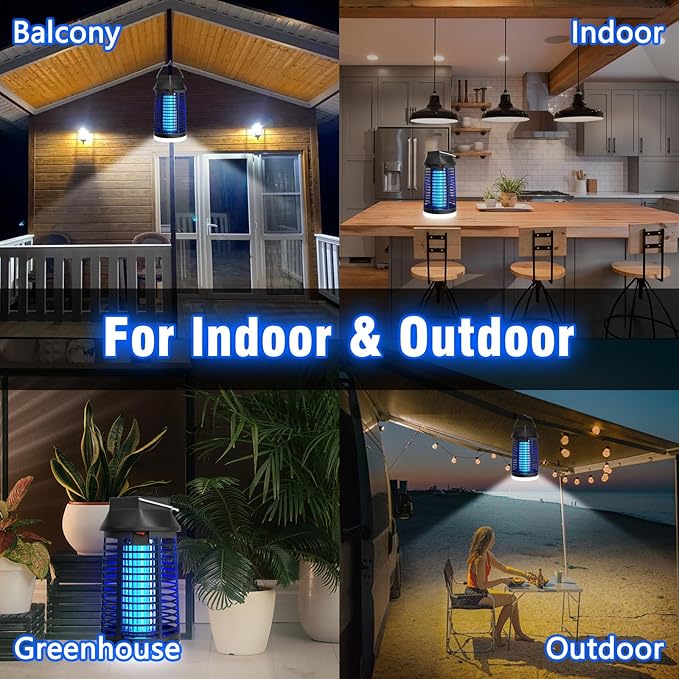 Endbug Bug Zapper with LED Light, Waterproof Bug Zapper Outdoor Indoor, Mosquito Zapper Outdoor Electric Fly Zapper, Mosquito Killer Fly Trap for Outside Patio Garden Backyard Home (Remote Control)