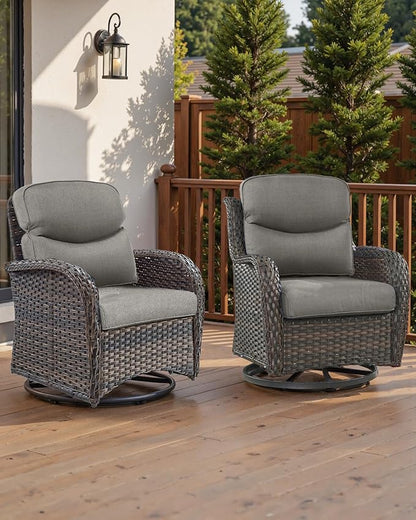 Pop 22x25/22x24 Outdoor Cushions for Patio 5 Piece Set - Set of 5 Water-Resistant Replacement Cushion for Wicker Rattan Rocking Swivel Chairs Loveseat Couch Sectional Sofa - Grey/Smile