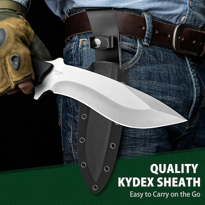 NedFoss Kukri Survival Knife with Sheath, 6" Full Tang Fixed Blade Hunting Knife with G10 Handle for Outdoor, Camping and Survival, Camping Gifts for Men