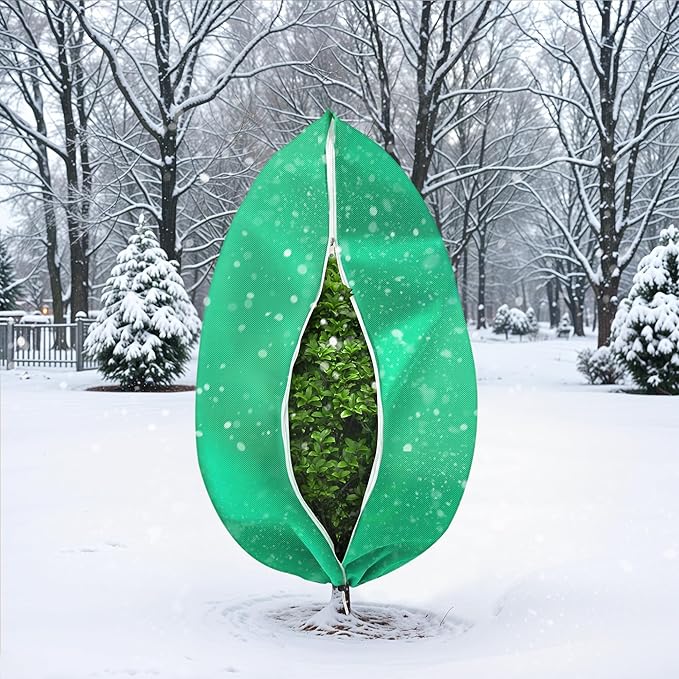 Plant Covers Freeze Protection, 1 Pack 78''× 95'' Green Frost Cloths Blankets with Zipper Drawstring Shrub Tree Covers for Winter Outdoor Plants Freeze Protection