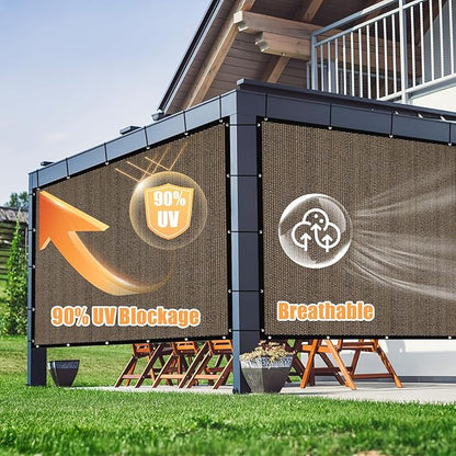 Amagenix 90% Sun Shade Cloth with Grommets, 8' x 10' Pergola Replacement Shade Cover Canopy Privacy Screen for Outdoor Patio Garden, Mocha (We Customized)