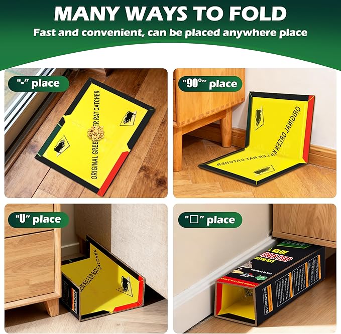 12 Pack Sticky Mouse Traps, Sticky Traps for Rats Mice Rodents Snakes No Touch Indoor Mouse Traps for Home Kitchen Garage Attic Basements, Easy to Set, Black