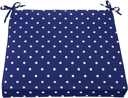 BrylaneHome Chair Cushion with Ties - 18.75" L x 18" W - Patio & Outdoor - Water, Stain & Fade Resistant - Evening Blue Dot