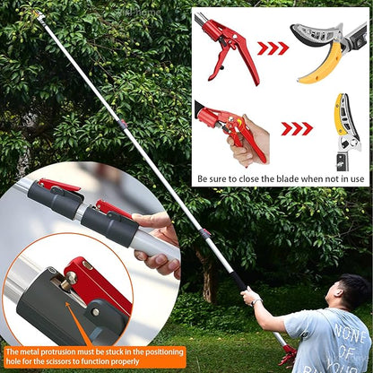 xixi-home 4.2-7.2 Ft Extendable Tree Pruner,Lightweight Tree Trimmers Cut and Hold Pruners,Long Reach Pole Saw Pruning Shears and Hold Branches Bypass Lopper Telescoping Fruit Picker