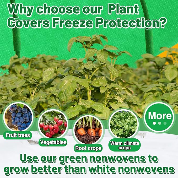 Alphatool 2.0oz/yd² Plant Covers Freeze Protection - 10 x 30 ft Easy of Use Green Winter Plant Frost Blanket Shield for Raised Beds, Reusable Garden Fabric Cloth Floating Row Cover for Outdoor Plants