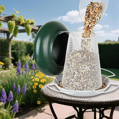 Bird Feeder, Heavy Duty Metal Bird Feeders for Outdoor Hanging, Cute Mushroom Shape Wild Birdfeeder for Outside Garden Yard (Green)